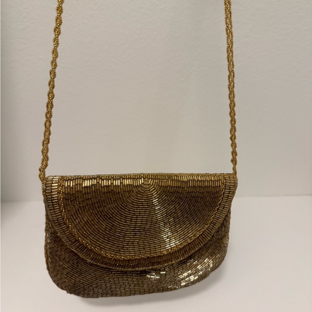 Elegant Gold Beaded Women's Bag